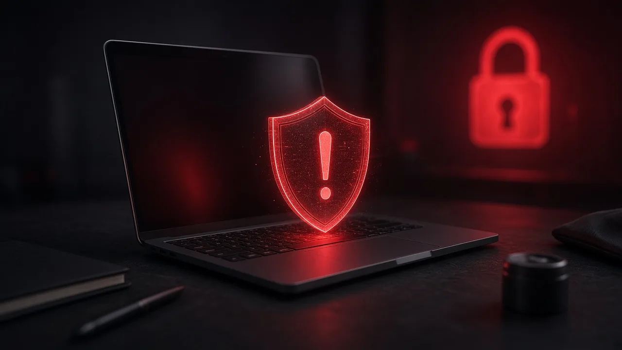 Warning shield over a laptop — Random Forest phishing URL classifier